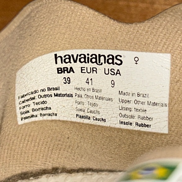 Havaianas Gold Flatform Espadrille Ankle Strap Rubber Foam Peep Toe Sandal Sz 9 - Picture 11 of 12